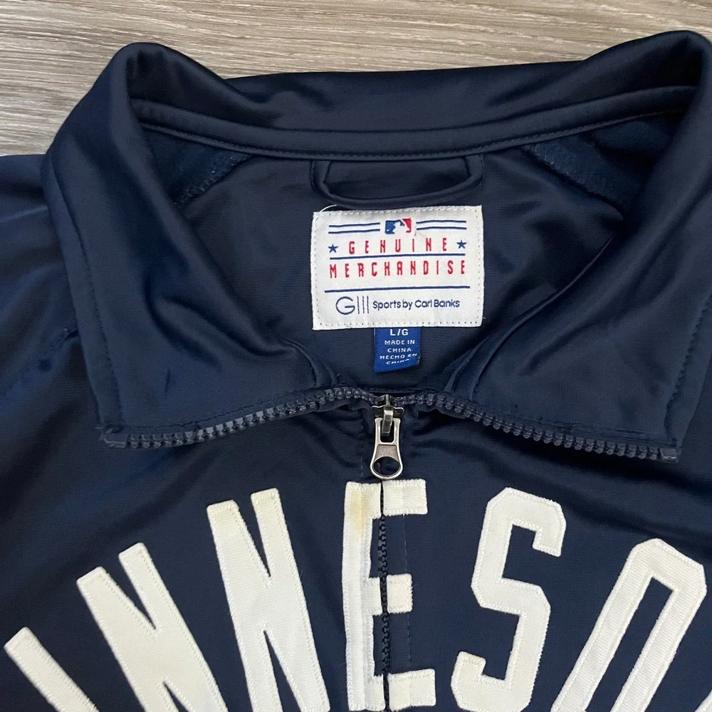 G-III Sports Carl Banks Minnesota Twins MLB Track Jacket Navy Blue Mens Large